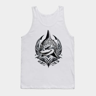 simple tribal shark tattoo design Tank Top